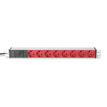 Блок розеток DIGITUS 1U, 8xSchuko red, 10A, 250V, предохранитель, вилка C14 (DN-95410-R)