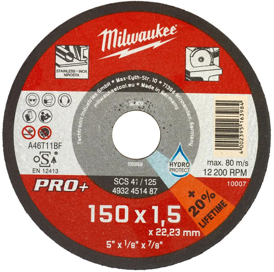 

Диск отрезной по металлу Milwaukee SCS 41 PRO+ 150х1.5 мм (4932471386)