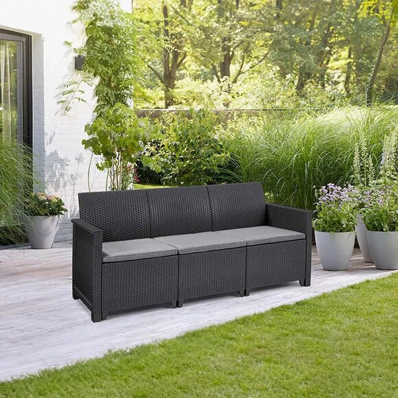 Диван для сада и террасы Keter Elodie 3 seat sofa, графит (255771) изображение 2