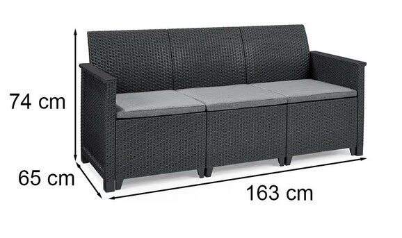 Диван для сада и террасы Keter Elodie 3 seat sofa, графит (255771) изображение 3
