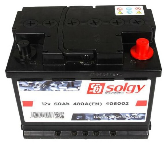 Автомобильный аккумулятор Solgy 6 CT-60-R, 60Ah/480A (406002) изображение 2