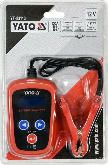 Тестер параметрів акумуляторів YATO : до 12 В, з LED цифровим дисплеєм фото 4