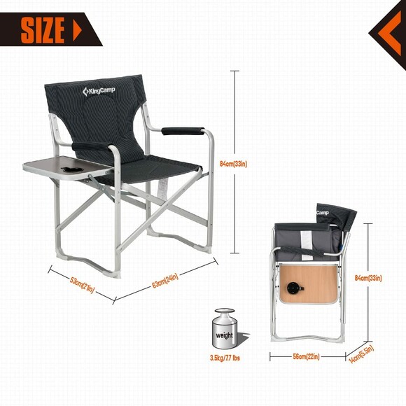 Раскладное кресло KingCamp Deluxe Director chair Black/Stripe (KC3821 BLACK STRIPE) изображение 2