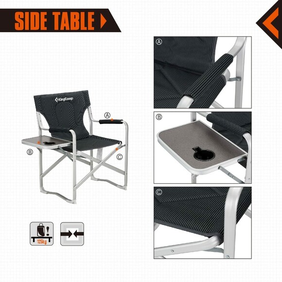 Раскладное кресло KingCamp Deluxe Director chair Black/Stripe (KC3821 BLACK STRIPE) изображение 3