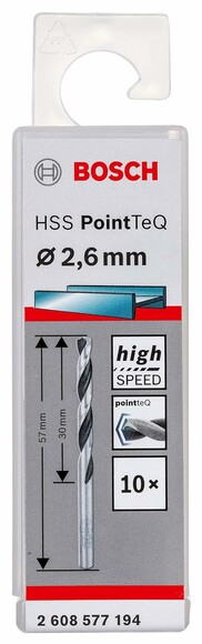 Свердло по металу Bosch PointTeQ HSS 2.6х57 мм, 10 шт. (2608577194) фото 2