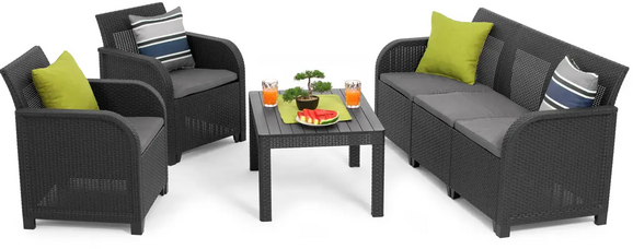 Набір садових меблів Keter Rosalie 3S 5 Seater Set With Orlando big Table, графіт (249587) фото 2