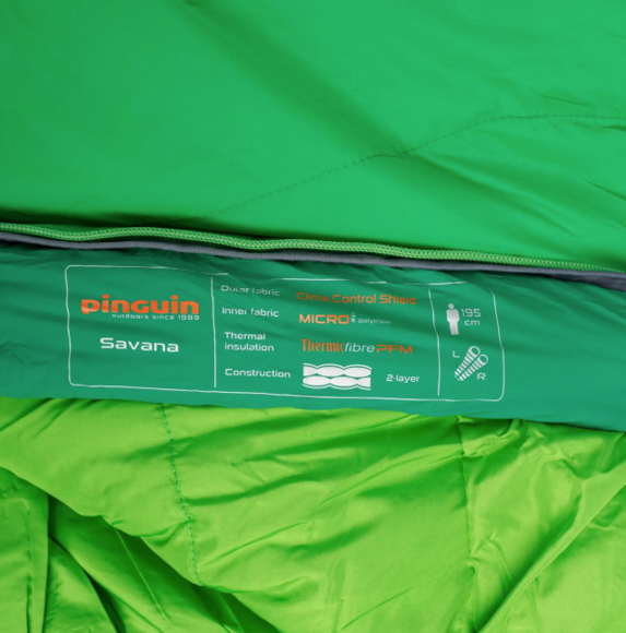 Спальный мешок Pinguin Savana PFM 175 2020 Green Left Zip (PNG 236743) изображение 4