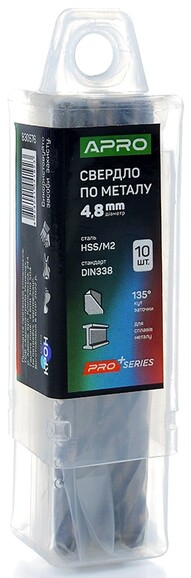 Сверло по металлу APRO HSS/M2 4.8 мм, 10 шт. (830676) изображение 2