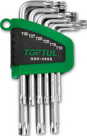 Набор Г-образных ключей TOPTUL TORX T10-T50, 9 шт. (GSN-09SS)