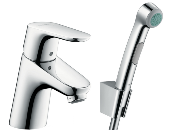 Смеситель для раковины HANSGROHE Focus E2, однорычажный, с гигиеническим душем (31926000)