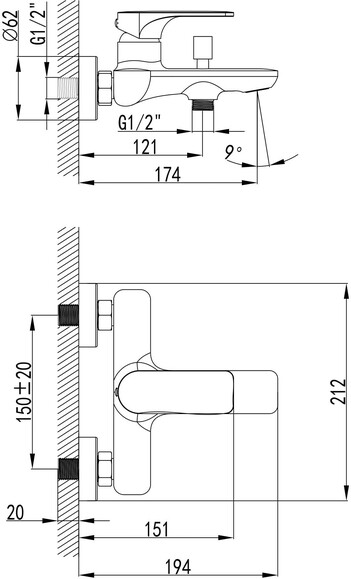 Смеситель для ванны IMPRESE Bilina, никель, 35 мм (10225BN) изображение 2