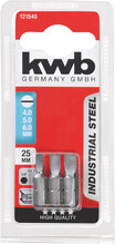 Биты KWB из индустриальной стали плоские SL4/SL5/SL6 25 мм 3 шт (121540)