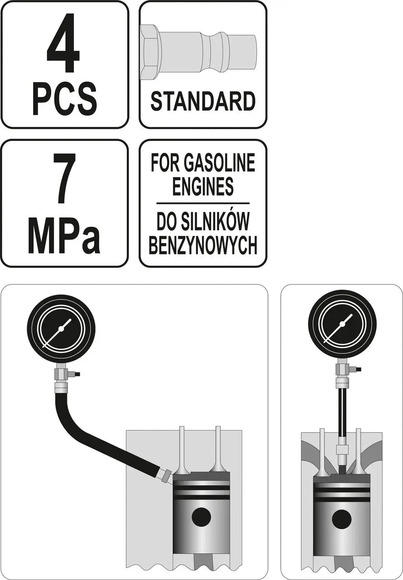 Комплект для измерения герметичности цилиндров Yato, 7 МПа, кейс (YT-73055) изображение 5