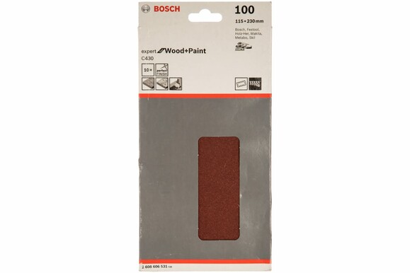 Шліфлист Bosch Expert для Wood and Paint C430, 115x230 мм, K100, 10 шт. (2608606531) фото 2