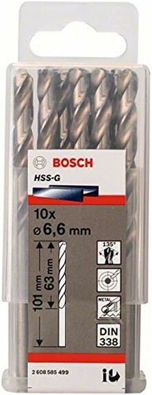 Сверло по металлу Bosch HSS-G 6.6х101 мм, 10 шт. (2608585499) изображение 2