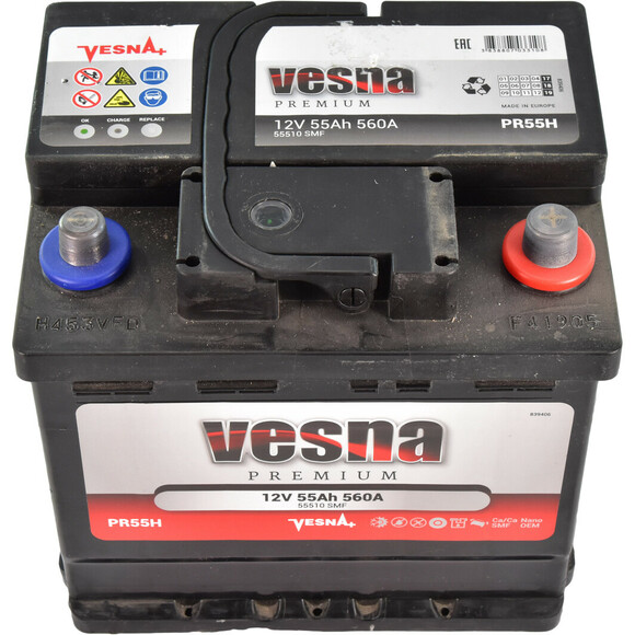 Автомобильный аккумулятор Vesna Premium Euro 12В, 55 Ач (415 455) изображение 2