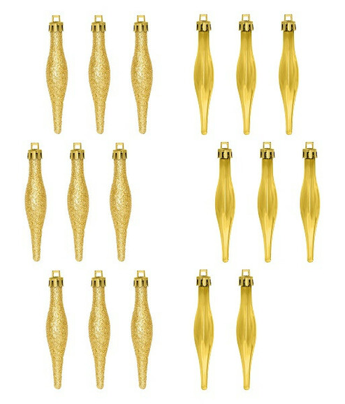 Набор елочных игрушек Jumi Сосулька, 9.5 см, 18 шт. (золотой) (5900410690684) изображение 2