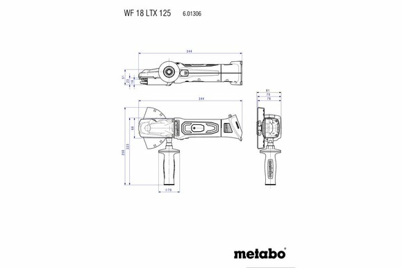 Аккумуляторная шлифмашина з плоским редуктором Metabo WF 18 LTX 125 Quick (2xLiHD 5,5Аг, ASC 30-36V) изображение 2