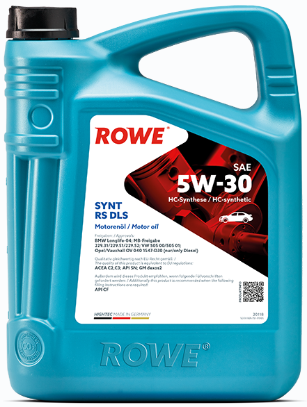 

Моторна олива ROWE HighTec Synt RS DLS SAE 5W-30, 4 л (20118-0040-99)