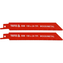 Полотна по дереву и металлу би-металлические для сабельной пилы Yato 150х1 мм, 24 зубов (YT-33932)
