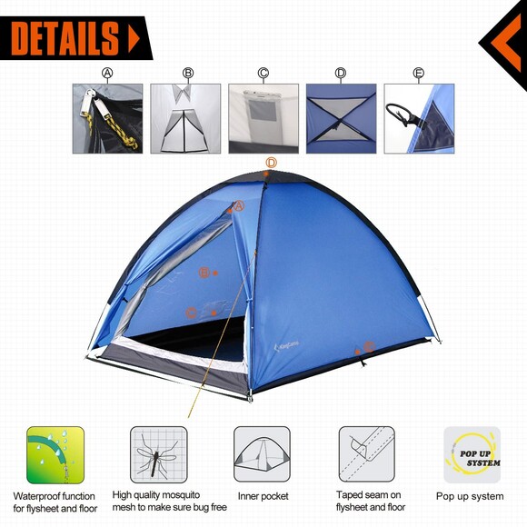 Палатка KingCamp Backpacker (KT3019) Blue изображение 3