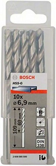 Свердло по металу Bosch HSS-G 6.9х109 мм, 10 шт. (2608585500) фото 2