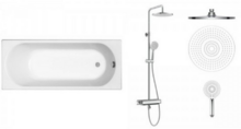 Ванна прямокутна KOLO OPAL PLUS 160х70 см, CENTRUM LX з душовою системою, без ніжок (XWP136000N+T-10260LX)