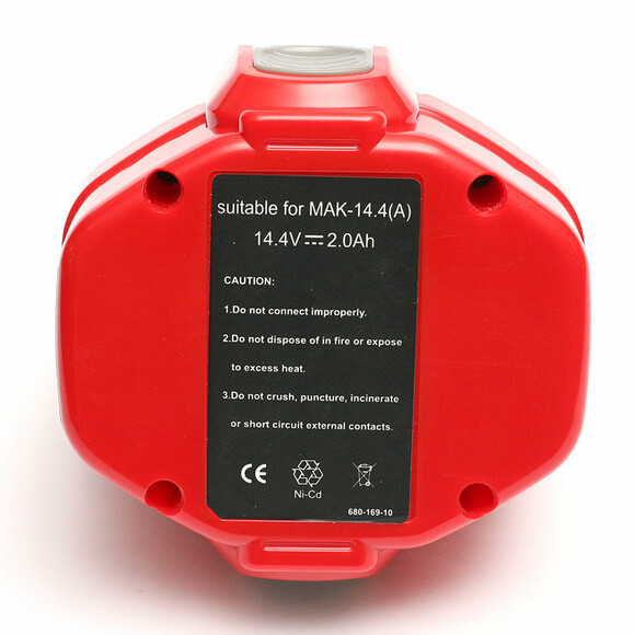 Акумулятор PowerPlant для шурупокрутів та електроінструментів MAKITA GD-MAK-14.4 (A), 14.4 V, 2 Ah, NICD (DV00PT0042) фото 2
