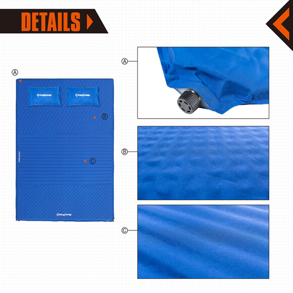 Самонадувающийся коврик KingCamp Comfort Double II (KM3594 Royal Blue) изображение 2