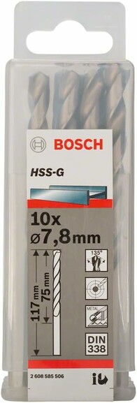 Сверло по металлу Bosch HSS-G 7.8х117 мм, 10 шт. (2608585506) изображение 2