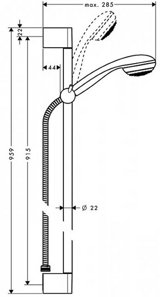 Душовий набір HANSGROHE Crometta 85 1jet/Unica, зі штангою (27729000) фото 2