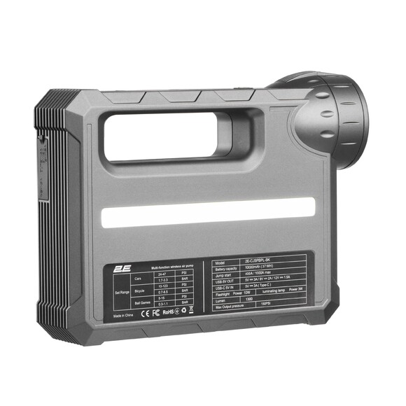Пуско-зарядний пристрій 2E Pitman, з компресором і ліхтарем, 10000 mAh фото 2