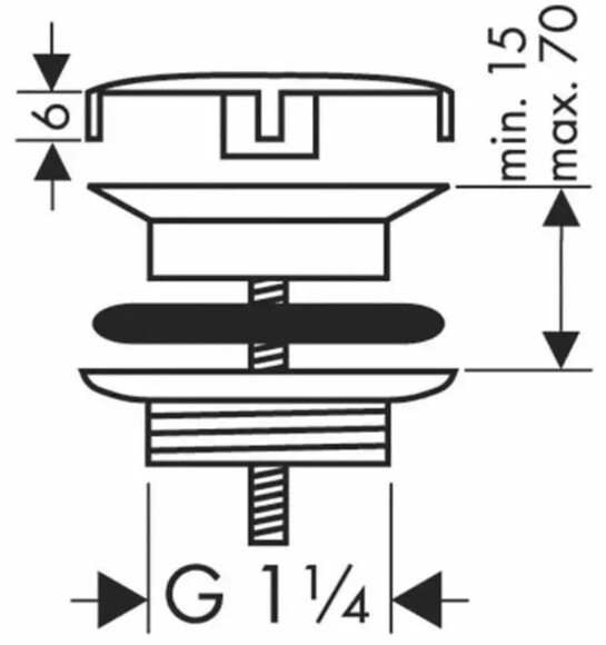 Донный клапан HANSGROHE, с фиксированной крышкой для раковины (50001000) изображение 2