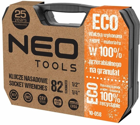 Набір інструментів Neo Tools, 1/2, 1/4, 82 шт (10-058) фото 11