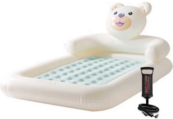 Детская надувная кровать Intex Bear Kidz Travel с ручным насосом, 71х132х10 см (66814)
