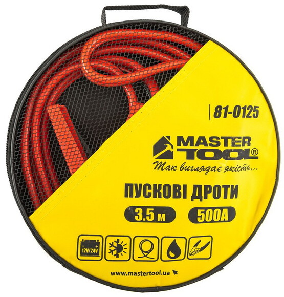 Провода пусковые MASTERTOOL, 500А, 12V/24V, 3.5 м, до -40 °C (81-0125) изображение 4