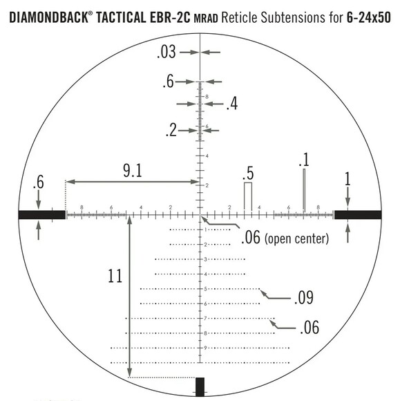 Прицел оптический Vortex Diamondback Tactical FFP 6-24x50 EBR-2C MRAD (DBK-10029) изображение 6