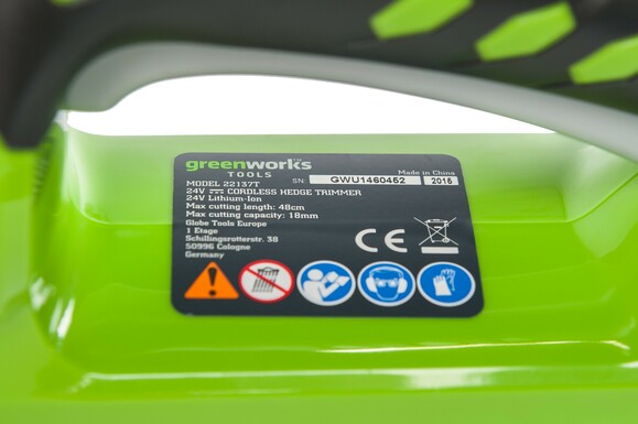 Кущоріз акумуляторний Greenworks G24HT57 (2200107) (без акумулятора і ЗП) фото 13
