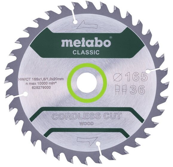 Пильный диск Metabo CordlessCutClassic 165x20 36WZ 15 град. (628279000)