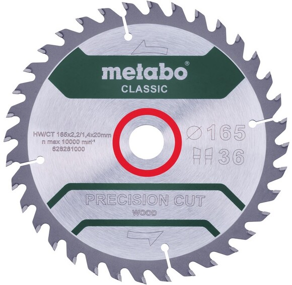 Пильный диск Metabo Precision cut Classic HW/CT 165х1.8/1.2x20, Z42 WZ 5/B (628027000)