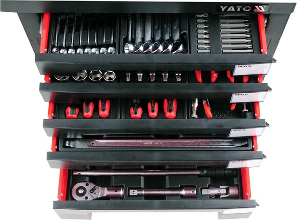 Шкаф с инструментами Yato 165 шт 4 колеса 7 отделений 95,8х76,6х46,5 см (YT-55293) изображение 2