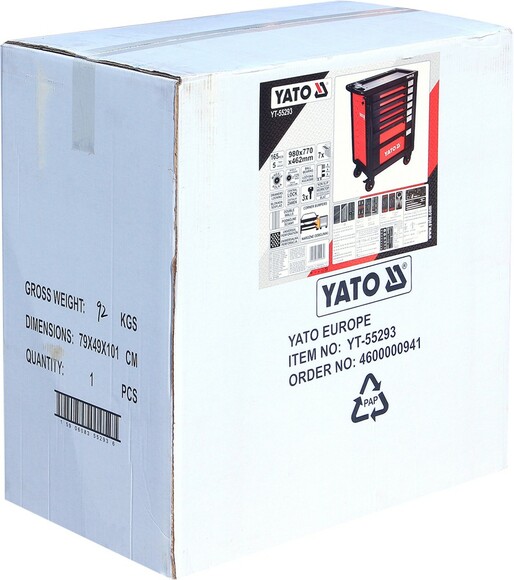 Шкаф с инструментами Yato 165 шт 4 колеса 7 отделений 95,8х76,6х46,5 см (YT-55293) изображение 4