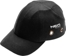 Бейсболка рабочая Neo Tools, хлопок, усиленная внутри защитными элементами, черная (97-590)