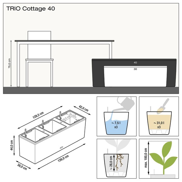 Вазон Lechuza TRIO Cottage 40 (мокко) (15025) изображение 5