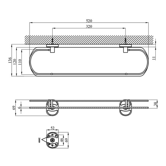 Полка для ванной комнаты Kroner KRM Elbe-ACG2907-1 (CV022865) изображение 4