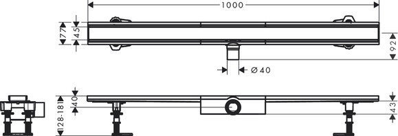 Душевой трап HANSGROHE RainDrain Compact, 1000 мм, для плоской установки (56170800) изображение 4