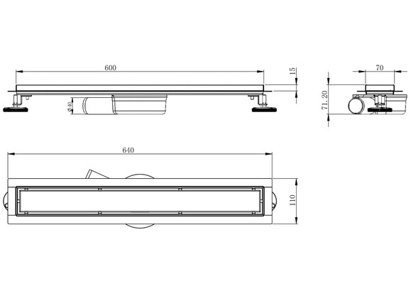 Трап линейный VOLLE MASTER LINEA Capri 600 мм (cepillado cromo) (9046.210114) изображение 3