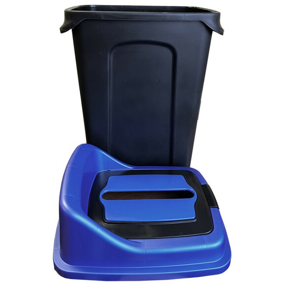 Сортувальний сміттєвий бак PLANET Re-Cycler 50 л, чорно-синій фото 5