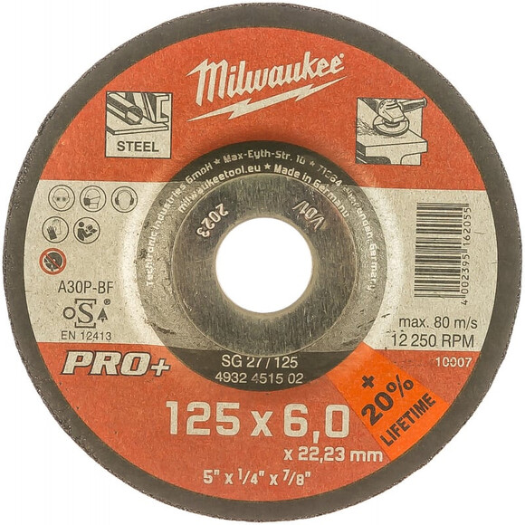 Шліфувальний диск Milwaukee по металу SG 27/125x6 PRO+ (4932451502)