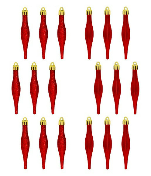 Набір ялинкових іграшок Jumi Бурулька, 9.5 см, 18 шт. (червоний) (5900410690691) фото 2